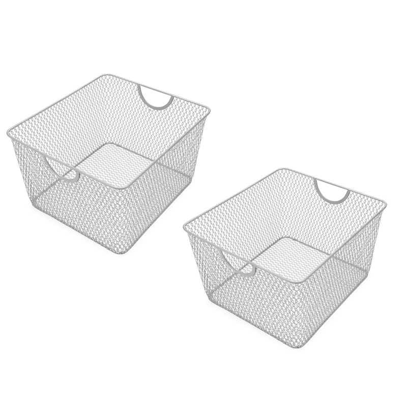 Rebrilliant Decorative Basket, Silver, 6" H x 9" W x 10" D