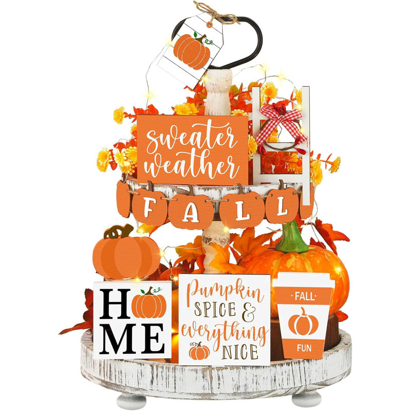 Ensemble de 15 plateaux décoratifs de plateau de jeu de football d'automne Hello Fall Decor