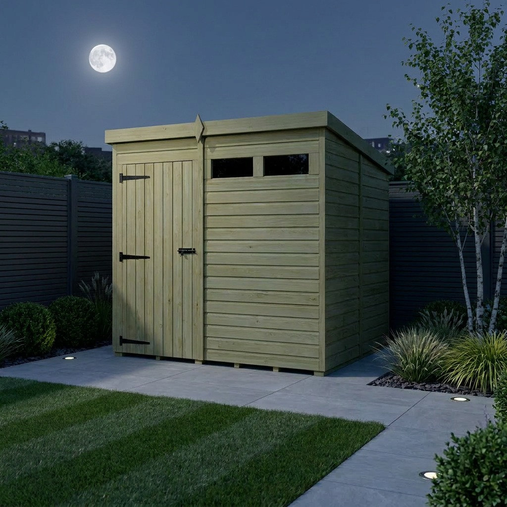 Total Sheds 7ft x 5ft Security Pent Shed - Heavy-Duty Hasp Staple Anti-Tamper - Pressure Treated Timber - UK Manufactured