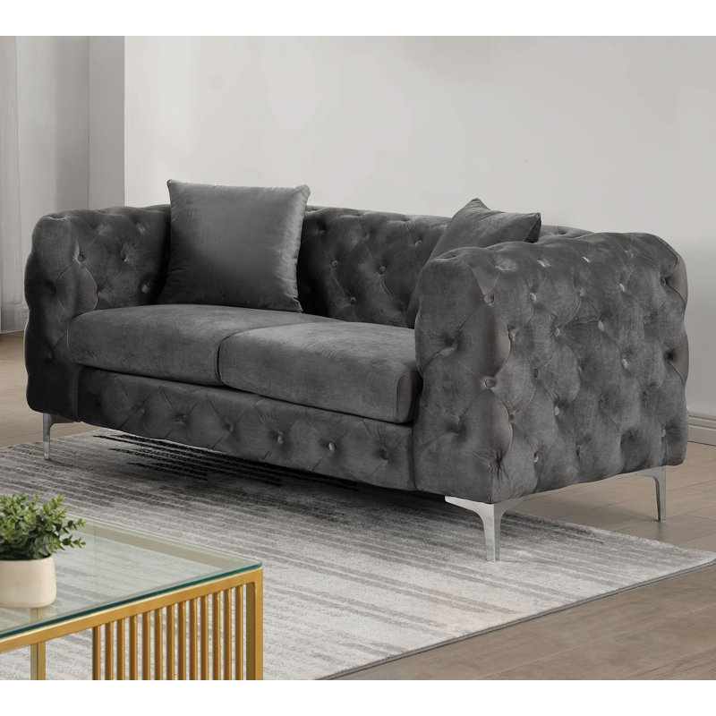 Causeuse capitonnée Hedin 68,5 po, Gris foncé