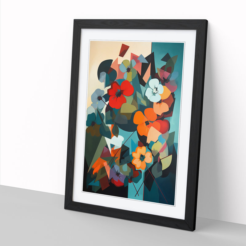 FRM-V0523-845X Flowers Bauhaus Art Vol.1 1 Piece Wall Art, 34cm H x 25cm W, Walnut Framed