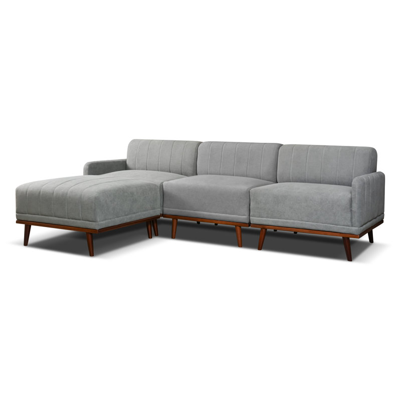 Sjard 4 Seater Sofa & Chaise, Left Hand Facing, Grey Polyester Blend