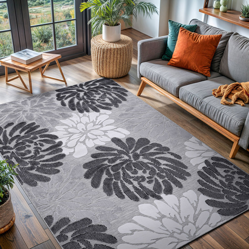 Tapis floral intérieur / extérieur, Rectangle 9 pi x 12 pi