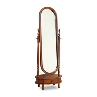 American-Style Vintage Rubberwood Arched High-Definition Full-Length Mirror