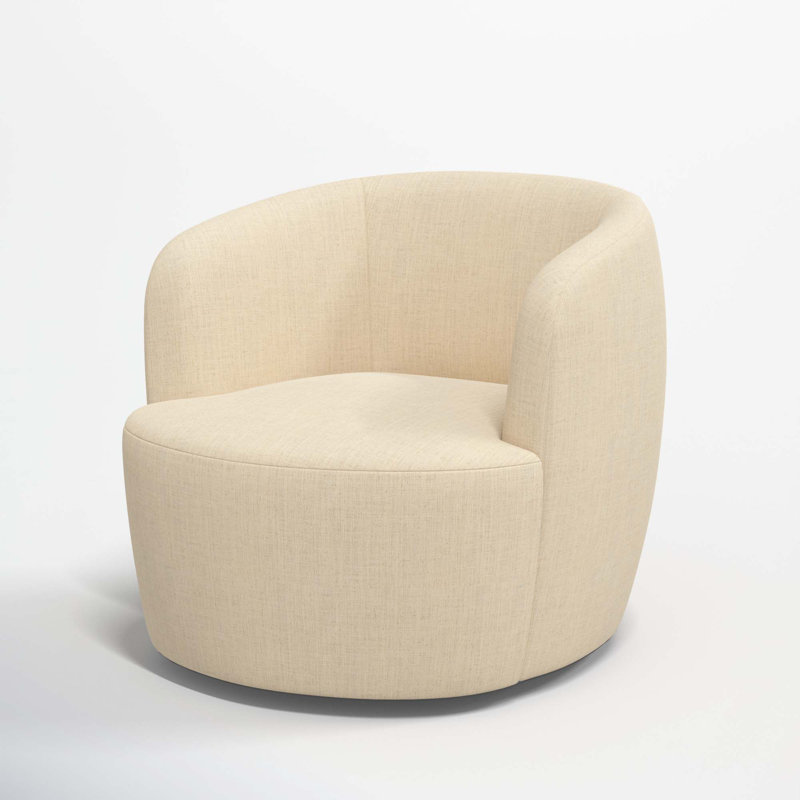 Mina Swivel Barrel Chair, Classic Linen Linen