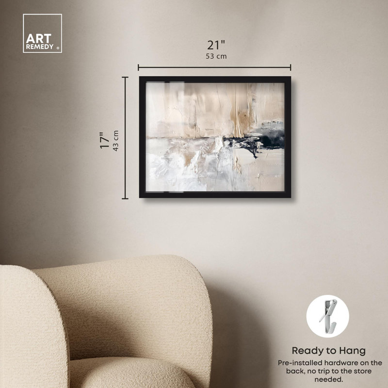 «Grainy Wall Echoes II Shadowbox», art abstrait par Art Remedy, H 17 po x l 21 po, Noir