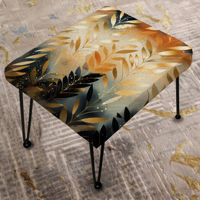Golden Gilded Chevron Reverie I - Chevron Rectangle Ottoman