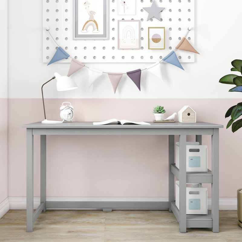 Grand bureau avec tablettes Lalitha, Gris