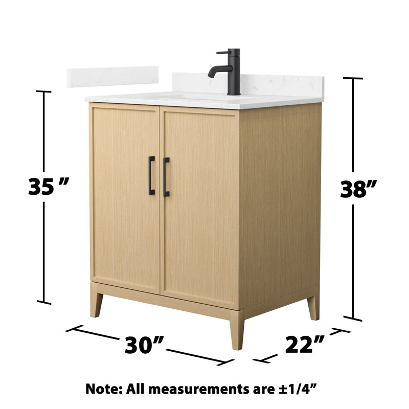 Elan 30'' W Vanity, Tan, Matte Black, Carrara Cultured Marble
