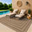 Geometric Sand/Natural Easy-Care Jute-Style Indoor/Outdoor Flat Woven Area Rug-753307568-753307571