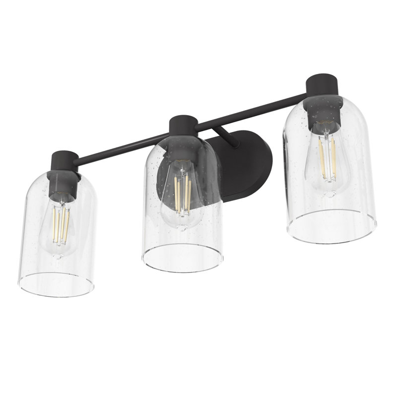 Hunter Lochemeade 3 Light Vanity Wall Light Fixture, Clear, Noble Bronze