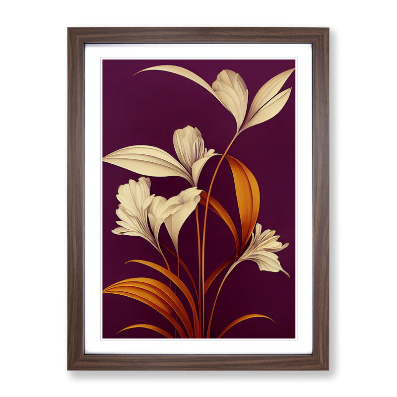 Classic Flowers No.1 - Print, 66cm H x 48cm W x 2cm D, Walnut Framed, White