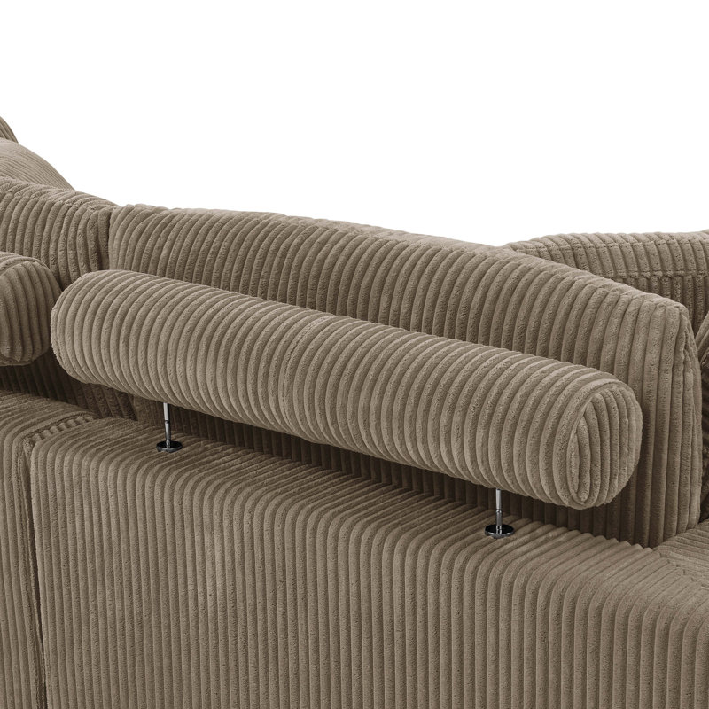 Grand canapé modulaire à double assise en velours côtelé Large Seating, Velours côtelé chameau