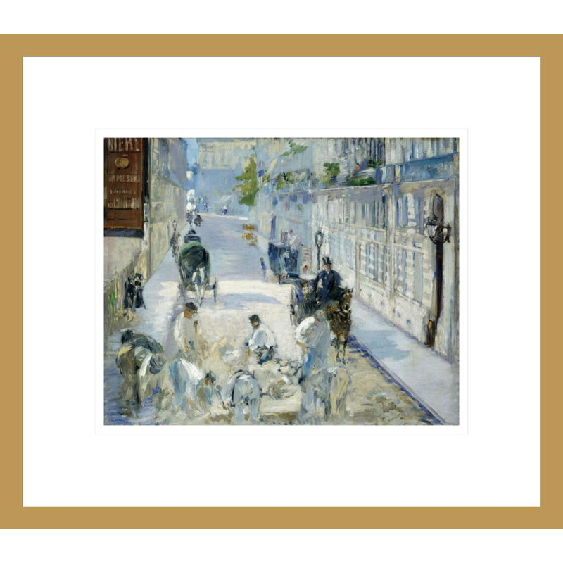 «The Rue Mosnier With Workmen» par Édouard Manet, impression giclée encadrée, H 13,75 po x l 15,64 po
