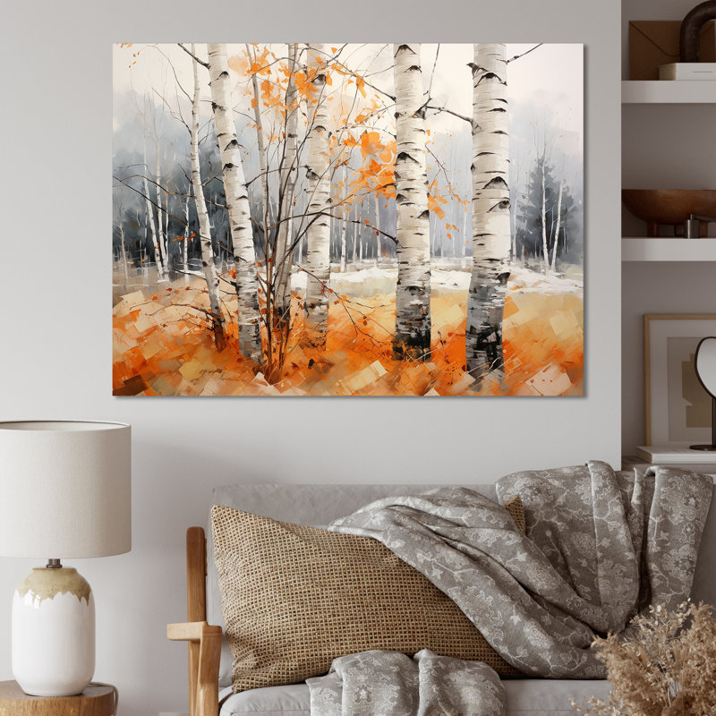 " Orange Brich Wood In Winter II ", Wrapped Canvas, 30" H x 40" W x 1.5" D