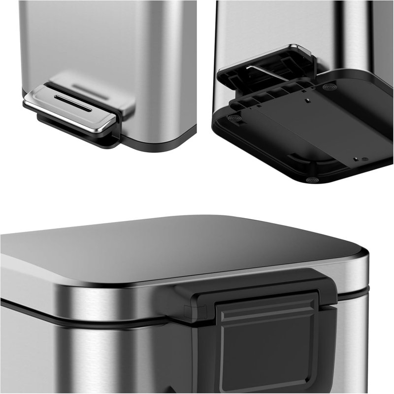 Silver 30L Fingerprint Resistant Galvanized Step Trash Can
