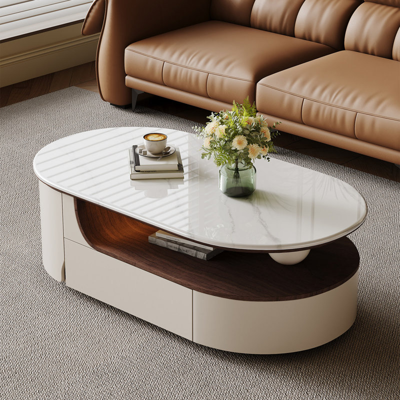 Table basse ovale en pierre