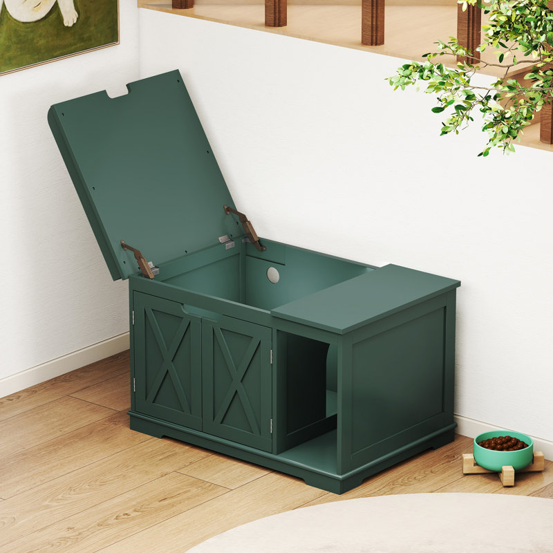 Meuble de litière à couvercle rabattable pour chat, Noir, noir, noir, noir
