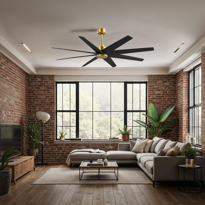 Ariella - Eight Blade Ceiling Fan, Matte Black, Brushed Brass