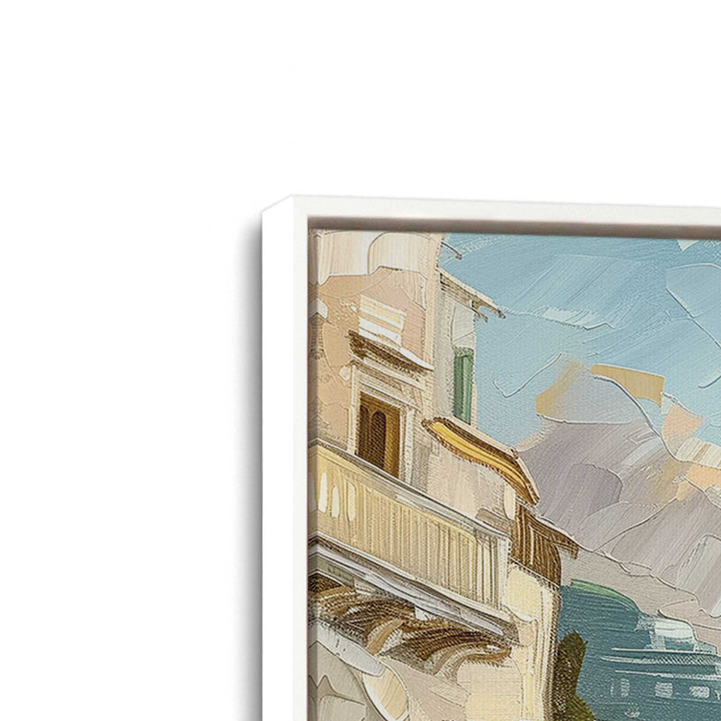 _Positano Azure Retreat, reproduction sur toile, H 14 po x l 10 po x P 1,75 po, Cadre flottant blanc opaque
