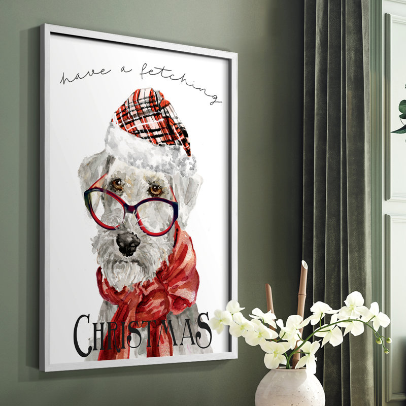 «Have a Fetching Christmas», reproduction encadrée - bois massif, Blanc, H 10 po x l 8 po