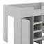 Lit mezzanine double avec bureau, structure de lit mezzanine double en bois avec garde-robe intégrée, tablettes de rangement et tiroirs-117531005