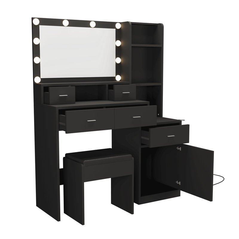 Meuble-lavabo avec miroir et séchoir à cheveux, tables à langer et vestiaire, Espresso