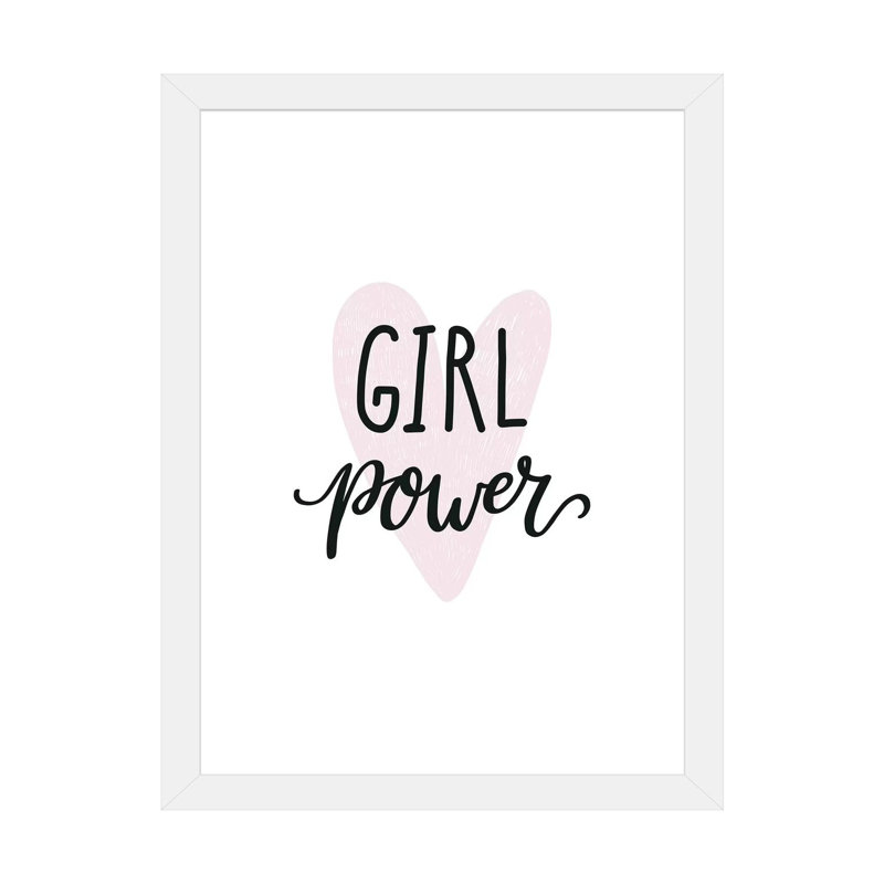 Girl Power - impression d'art textuel, Blanc, H 32 po x l 24 po x P 1 po, Papier encadré blanc