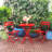 3 Piece Patio Bistro Set Of Foldable Square Table And Chairs, Red-125240410