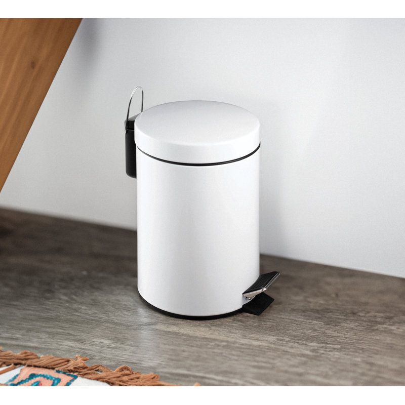 Steel Step On Kitchen Trash Can - 3L, White