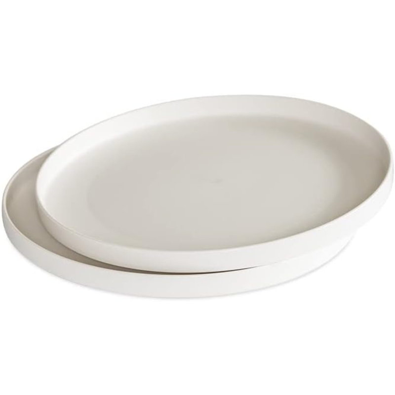 Ensemble de 2 assiettes à repas 10 pouces, en polypropylène blanc, allant au micro-ondes
