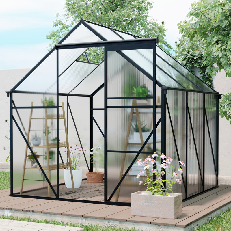 Base surélevée en polycarbonate et serres en aluminium robustes