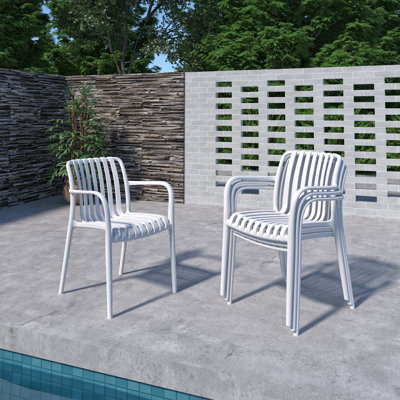 Gerard 4pc Outdoor Patio Resin Stackable Dining Chairs