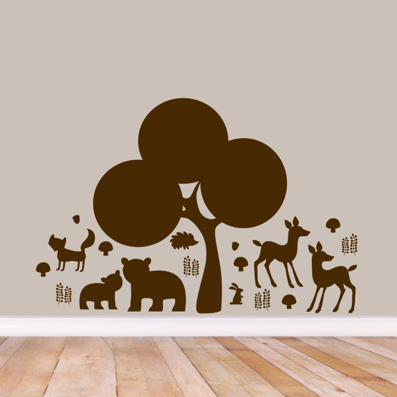 Décalcomanie murale forêt forestière, Brun