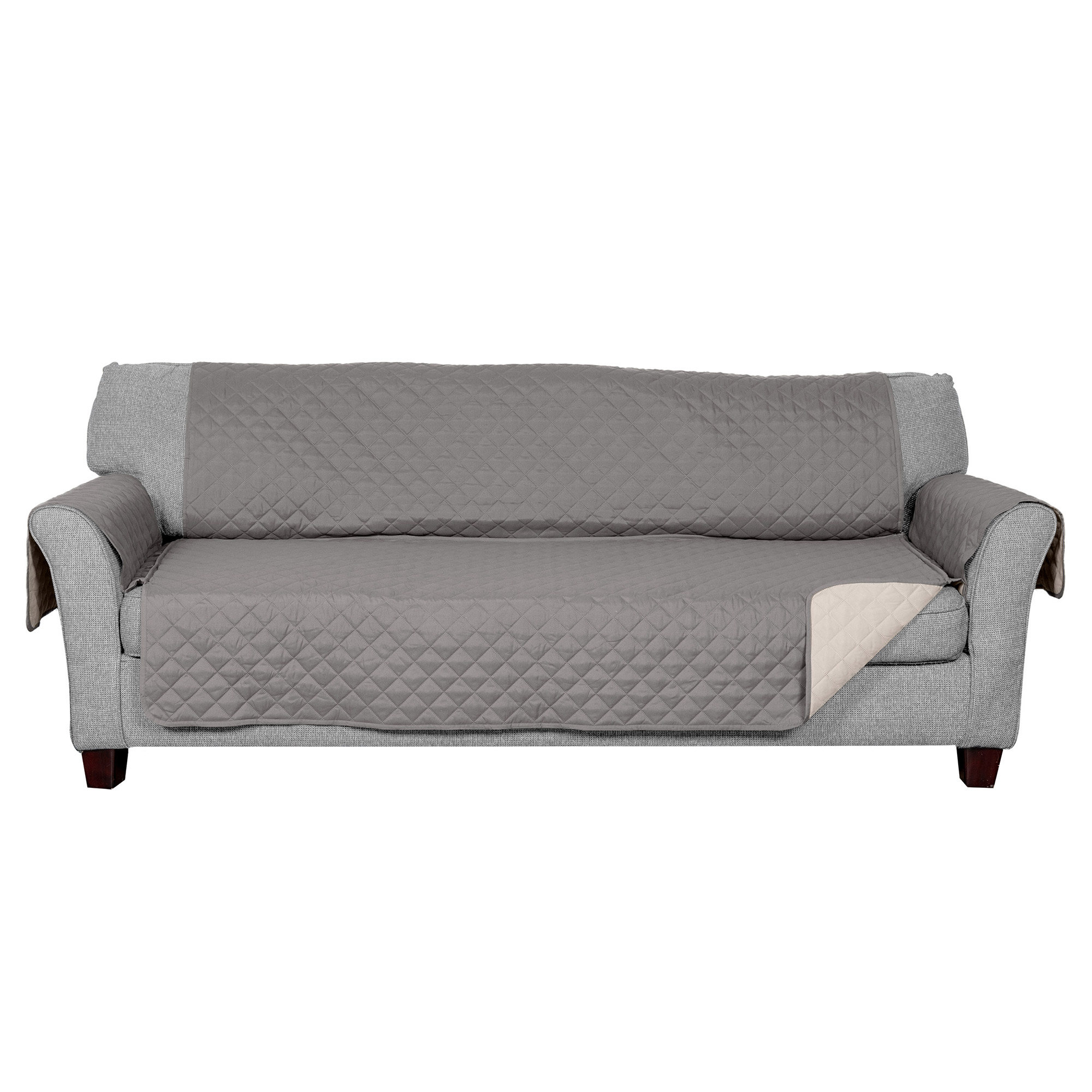 Image showcasing FurHaven Water Resistant Reversible Sofa Cover Furniture Protector ...