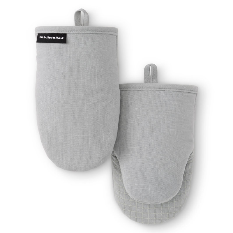KITCHENAID Gourmet Series Gridlines Mini Oven Mitts 2-Pack, Matte Gray