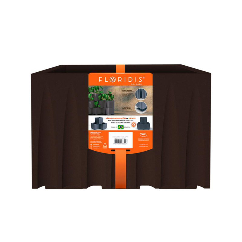 Large Brown Polyethylene Resin Rectangular Outdoor Planter
