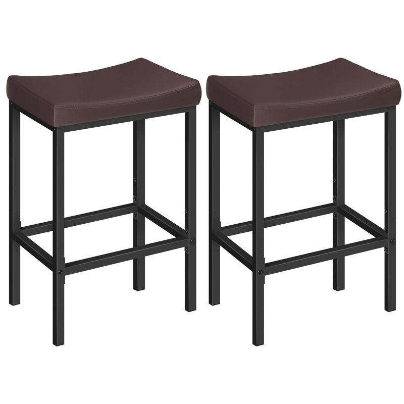 Ensemble de 2 chaises de bar, Noir, Marron foncé