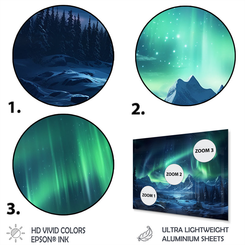 Northern Lights II - impression sans cadre sur métal, H 12 po x l 20 po x P 1 po