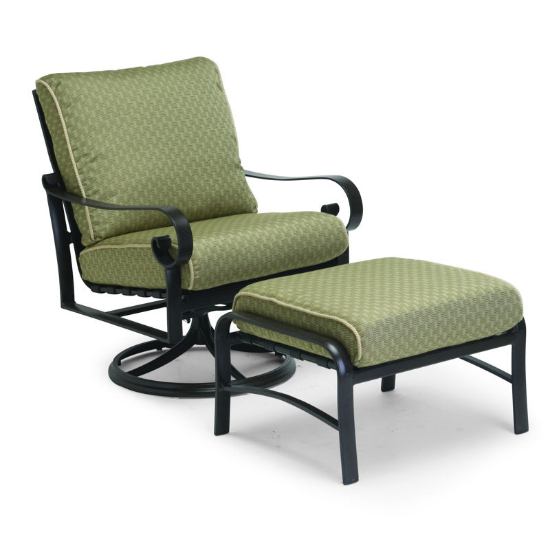 Chaise berçante pivotante, Graphite, Toile bleu marine