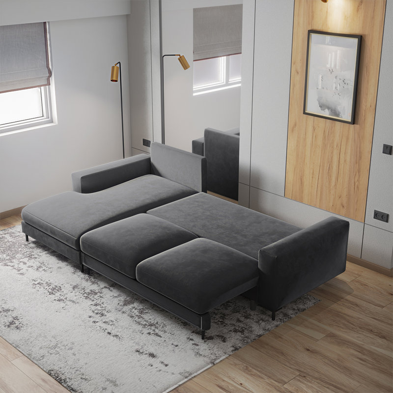 Benites 3 Seater Sofa Bed, Dark Grey, Left Hand Facing
