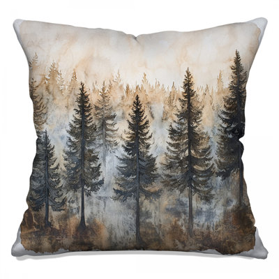 Misty Forest Landscape Double Sided Throw Pillows
