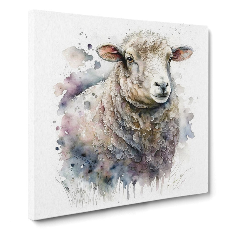 Sheep Watercolour - Wrapped Canvas, 50cm H x 50cm W x 3cm D