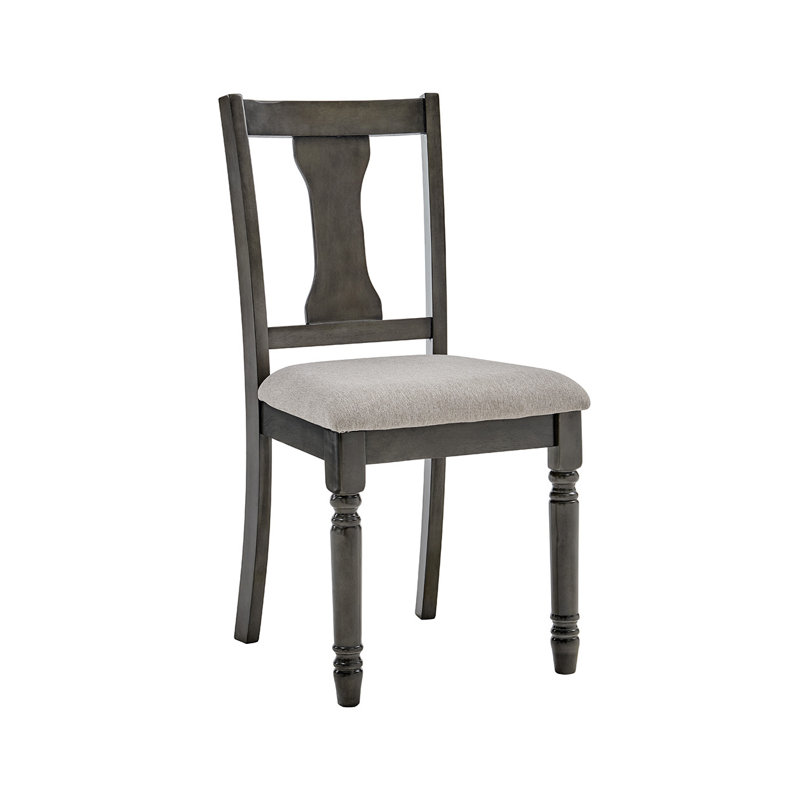 Elegant Gray Upholstered Side Chair with Turned Legs