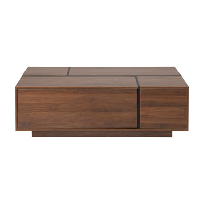 Rectangular Sliding Top Coffee Table with 2 Drawers and 2 Hidden Storage for Living Room 47.2"