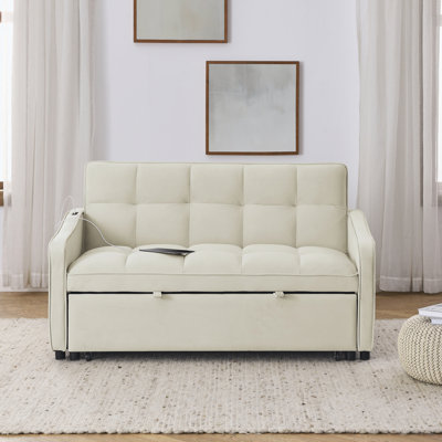Pull Out Upholstered Reclining Sleeper Sofa