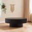 Table basse cylindrique ovale en bois d'ingénierie avec empreinte compacte, noir mat, L 43,7 po x l 24,8 po x H 13,38 po