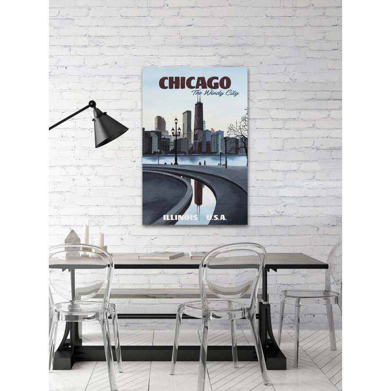 «Skyline View of Chicago», reproduction d'art sur toile tendue, H 45 po x l 30 po x P 1,5 po