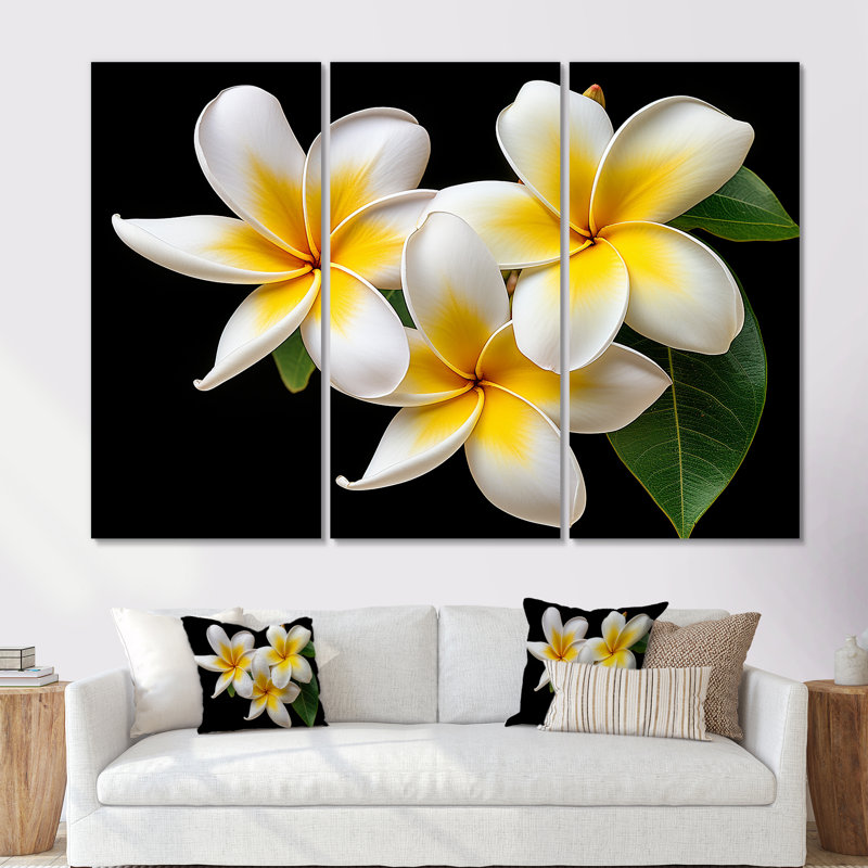 Rêve de rêve Plumerias pureté - ensemble d'art sur toile Plumeria, Toile tendue, H 28 po x l 36 po x P 1 po