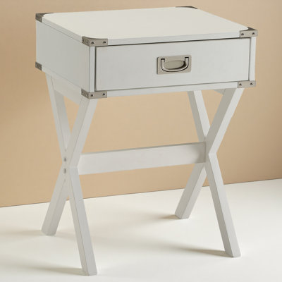 Modern White Accent Table With Storage Drawer – Space-saving End Table For Living Room, Bedroom, Or Small Apartments
